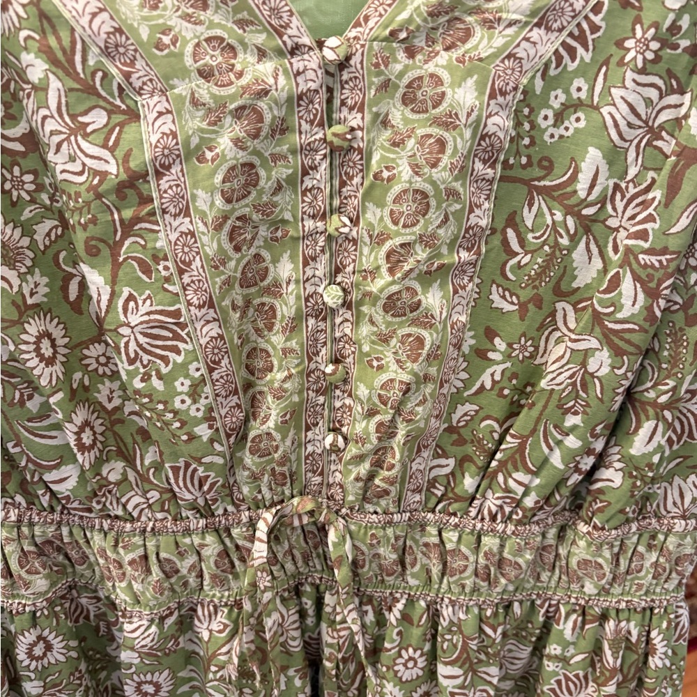 Léa Green Floral Print Cotton Tiered Maxi Dress, NWT - Picture 5 of 9
